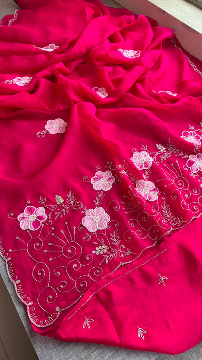 Pearl, Kutdana & Artisan Appliqué On Pure Soft Silk · 42 Artisan Hours of Work · The Meher Gul Edit