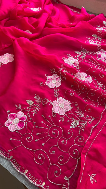 Pearl, Kutdana & Artisan Appliqué On Pure Soft Silk · 42 Artisan Hours of Work · The Meher Gul Edit