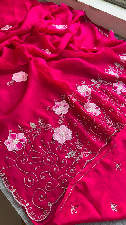 Pearl, Kutdana & Artisan Appliqué On Pure Soft Silk · 42 Artisan Hours of Work · The Meher Gul Edit