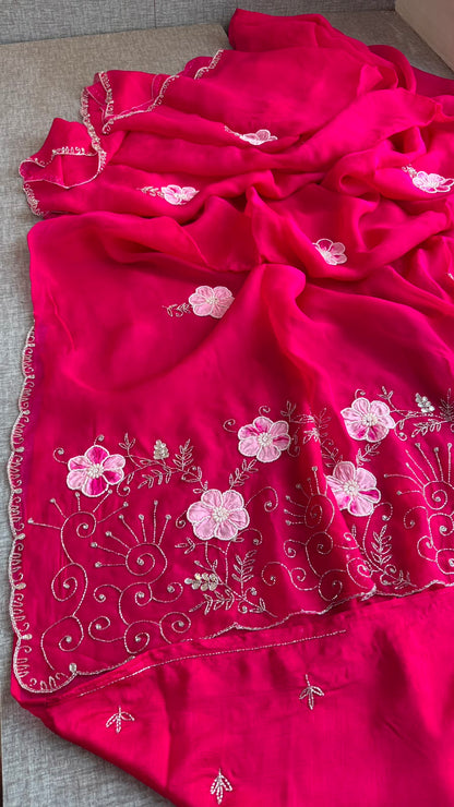 Pearl, Kutdana & Artisan Appliqué On Pure Soft Silk · 42 Artisan Hours of Work · The Meher Gul Edit