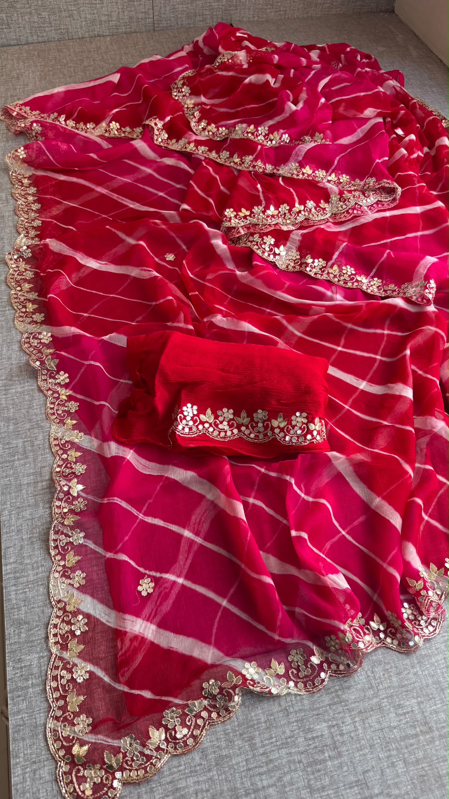Gota Patti & Kutdana On Pure Chiffon Leheriya · 45 Artisan Hours of Work · The Rangrez Gul Edit
