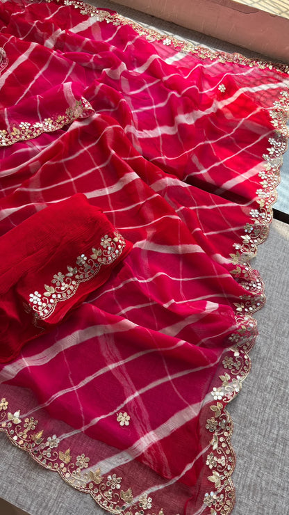 Gota Patti & Kutdana On Pure Chiffon Leheriya · 45 Artisan Hours of Work · The Rangrez Gul Edit