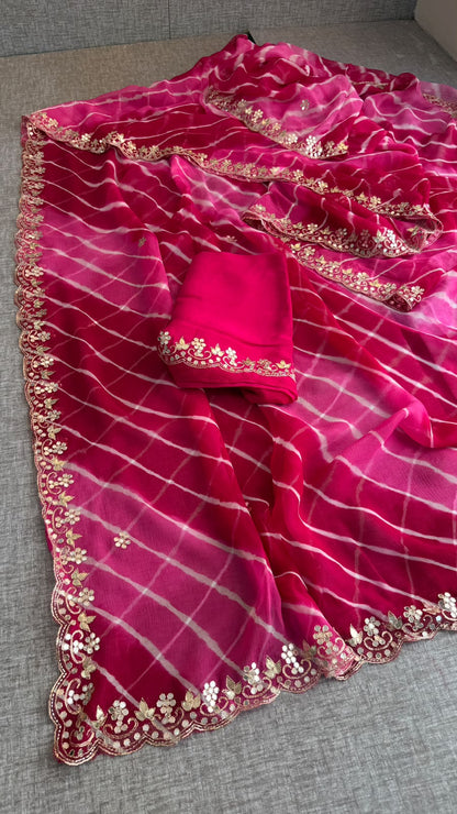 Gota Patti & Kutdana On Pure Chiffon Leheriya · 45 Artisan Hours of Work · The Rangrez Gul Edit