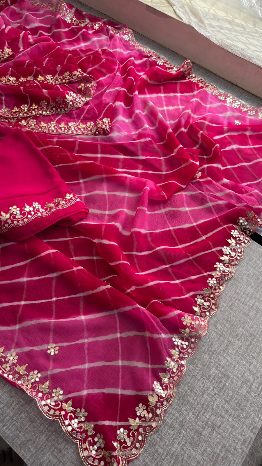 Gota Patti & Kutdana On Pure Chiffon Leheriya · 45 Artisan Hours of Work · The Rangrez Gul Edit