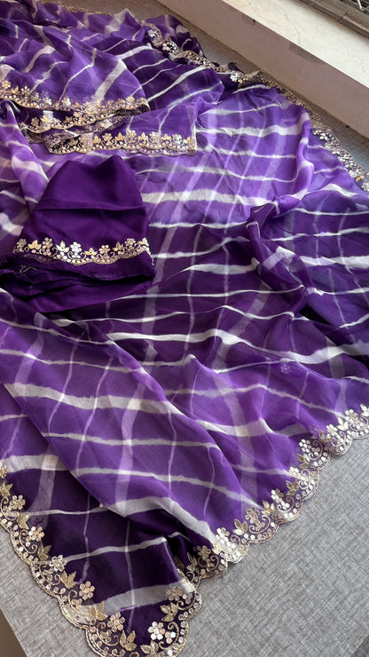 Gota Patti & Kutdana On Pure Chiffon Leheriya · 45 Artisan Hours of Work · The Rangrez Gul Edit