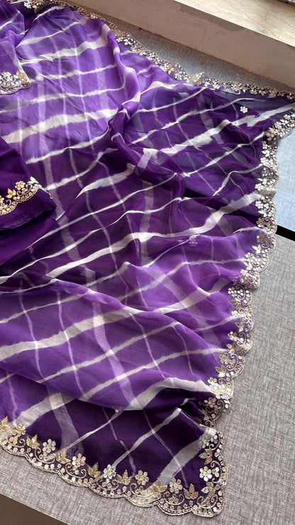 Gota Patti & Kutdana On Pure Chiffon Leheriya · 45 Artisan Hours of Work · The Rangrez Gul Edit