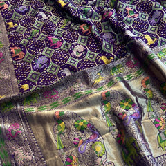 Pure Heavy Khaddi Georgette Saree with Bandhani & Meena Banarasi Weaving