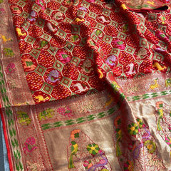 Pure Heavy Khaddi Georgette Saree with Bandhani & Meena Banarasi Weaving
