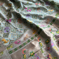 Pure Heavy Khaddi Georgette Saree with Bandhani & Meena Banarasi Weaving