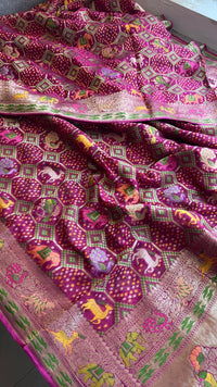 Pure Heavy Khaddi Georgette Saree with Bandhani & Meena Banarasi Weaving