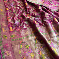 Pure Heavy Khaddi Georgette Saree with Bandhani & Meena Banarasi Weaving