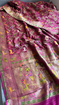 Pure Heavy Khaddi Georgette Saree with Bandhani & Meena Banarasi Weaving