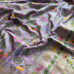 Pure Heavy Khaddi Georgette Saree with Bandhani & Meena Banarasi Weaving