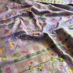 Pure Heavy Khaddi Georgette Saree with Bandhani & Meena Banarasi Weaving
