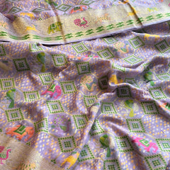 Pure Heavy Khaddi Georgette Saree with Bandhani & Meena Banarasi Weaving