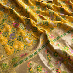 Pure Heavy Khaddi Georgette Saree with Bandhani & Meena Banarasi Weaving