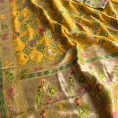 Pure Heavy Khaddi Georgette Saree with Bandhani & Meena Banarasi Weaving