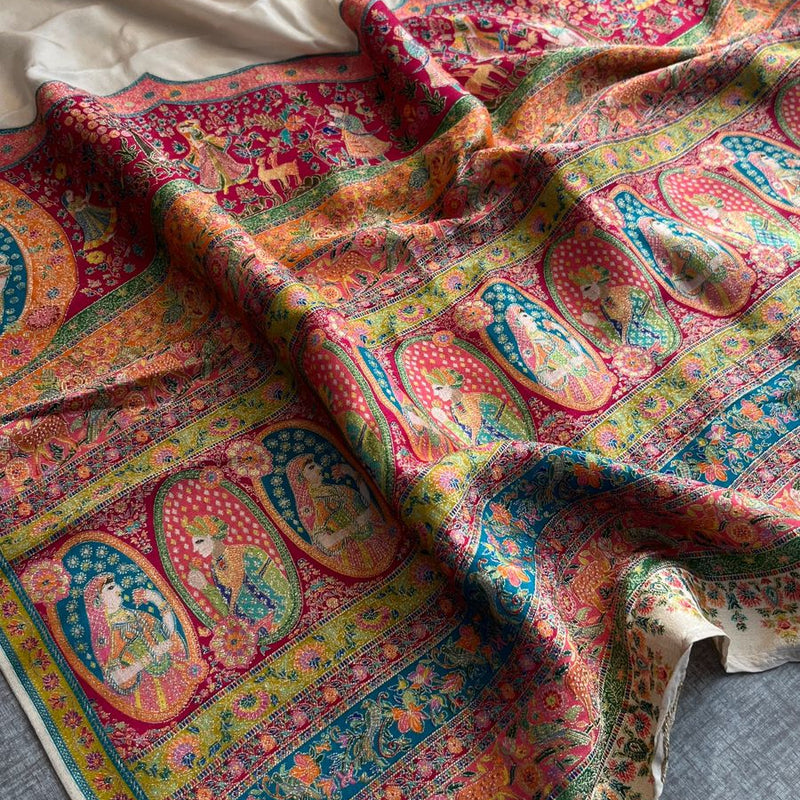 Pure Munga Tussar Silk Saree with Meena Banarasi Weaving