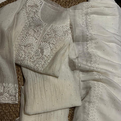 Dyeable Mul Chanderi Kurta Dupatta Set with Elegant Mukaish Work