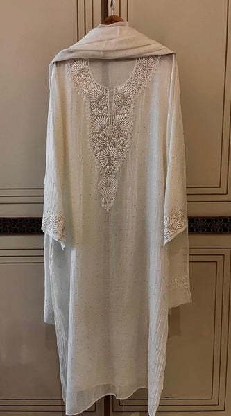 Dyeable Mul Chanderi Kurta Dupatta Set with Elegant Mukaish Work
