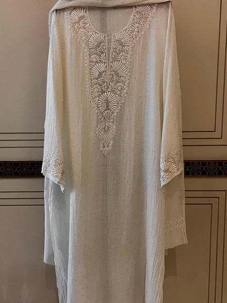 Dyeable Mul Chanderi Kurta Dupatta Set with Elegant Mukaish Work
