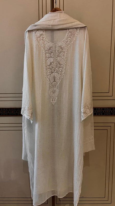 Dyeable Mul Chanderi Kurta Dupatta Set with Elegant Mukaish Work
