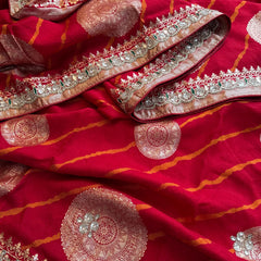 Munga Silk Saree with Zardozi & Pearl Embroidery