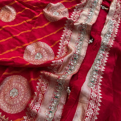 Munga Silk Saree with Zardozi & Pearl Embroidery
