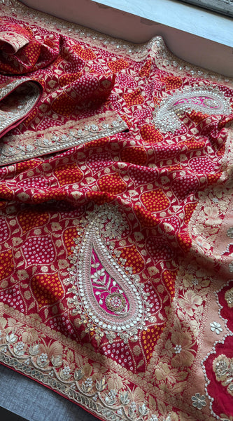 Khaddi Georgette Banarasi Saree with Gotapatti & Pearl Work