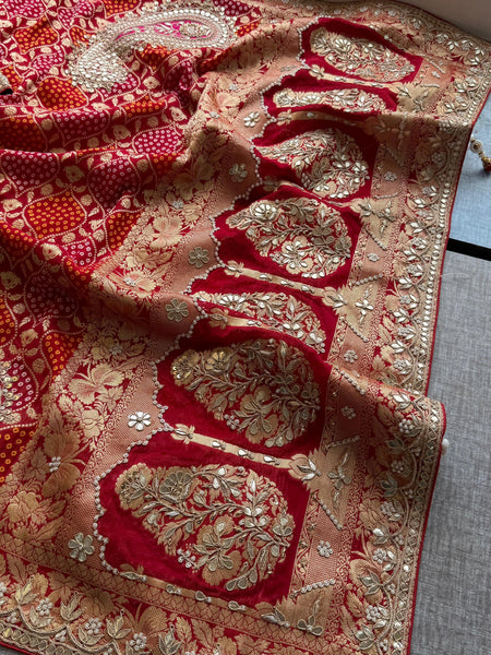 Khaddi Georgette Banarasi Saree with Gotapatti & Pearl Work