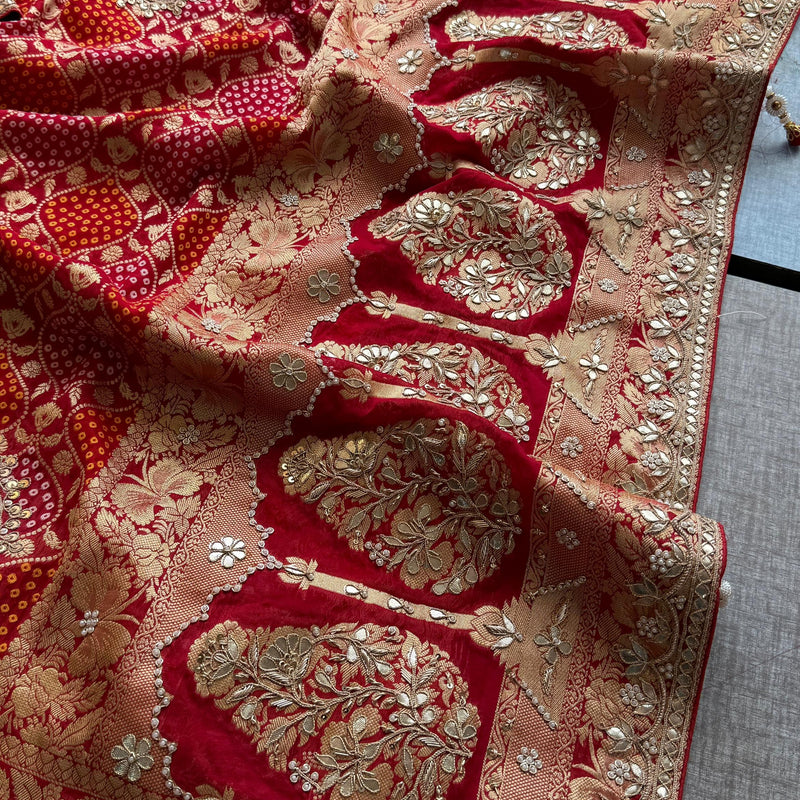 Khaddi Georgette Banarasi Saree with Gotapatti & Pearl Work