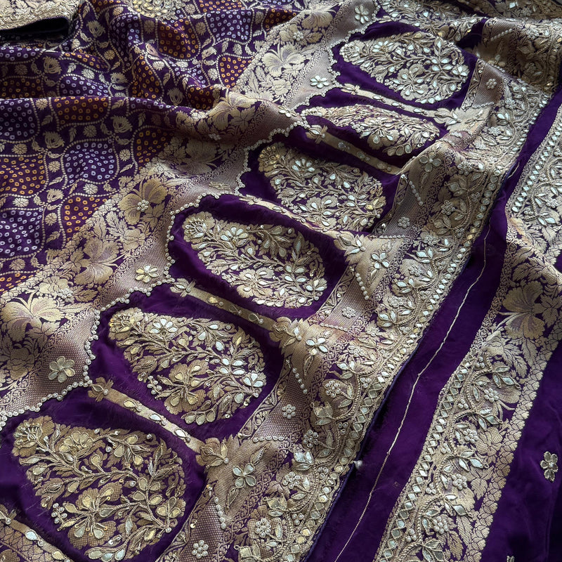 Khaddi Georgette Banarasi Saree with Gotapatti & Pearl Work