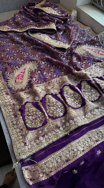 Khaddi Georgette Banarasi Saree with Gotapatti & Pearl Work