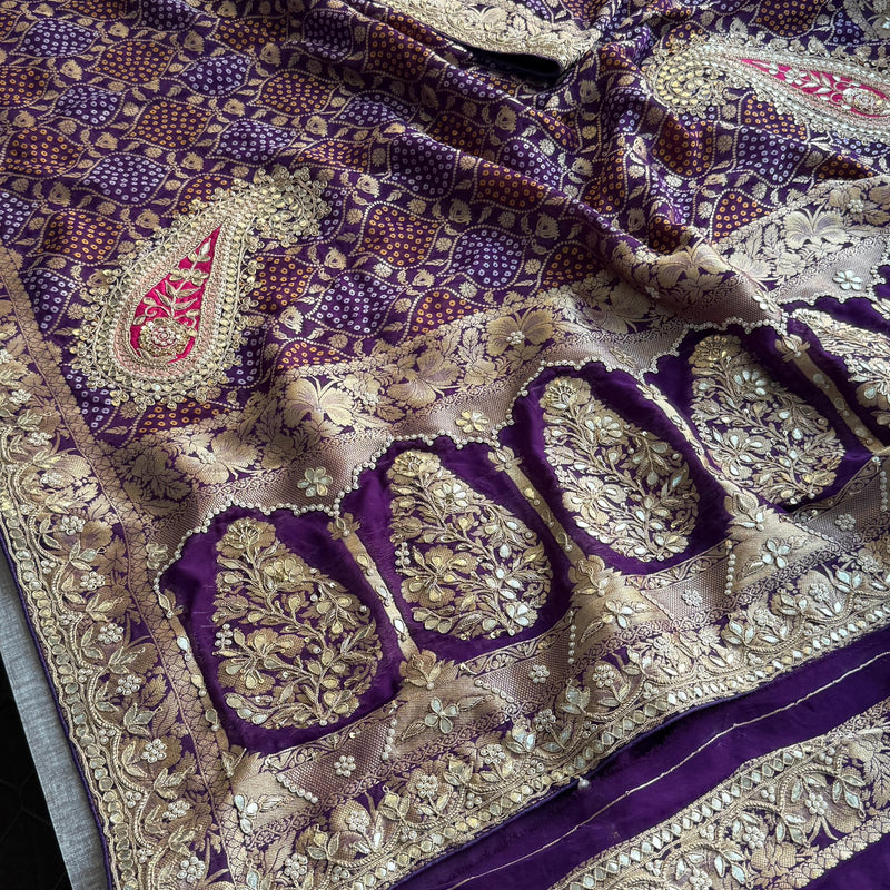 Khaddi Georgette Banarasi Saree with Gotapatti & Pearl Work