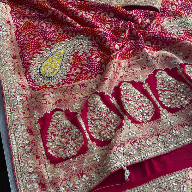 Khaddi Georgette Banarasi Saree with Gotapatti & Pearl Work