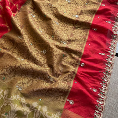 Kora Patola Banarasi Saree with Zardozi & Anchor Work