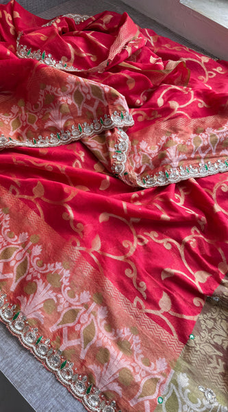 Kora Patola Banarasi Saree with Zardozi & Anchor Work
