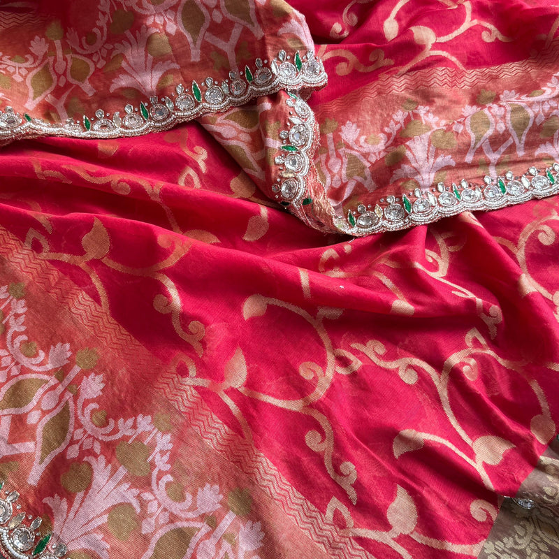 Kora Patola Banarasi Saree with Zardozi & Anchor Work