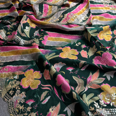 Munga Crepe Silk Saree with Kasab & Gotapatti Detailing
