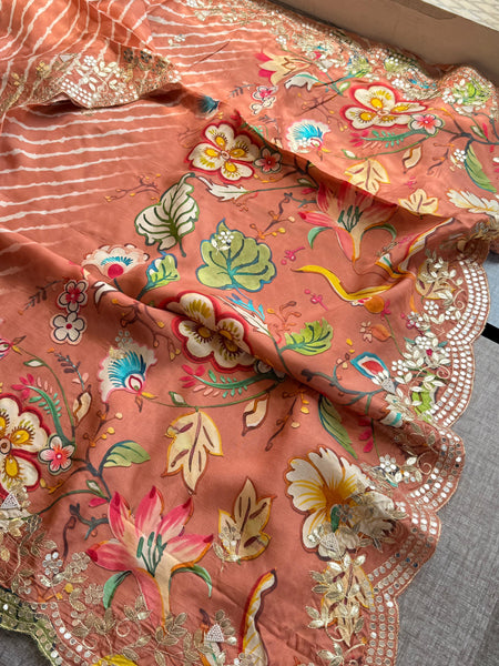 Munga Crepe Silk Saree with Kasab & Gotapatti Detailing