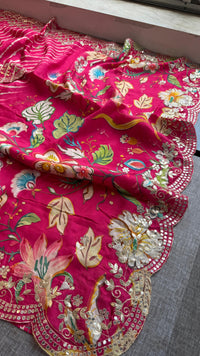 Munga Crepe Silk Saree with Kasab & Gotapatti Detailing