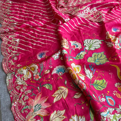 Munga Crepe Silk Saree with Kasab & Gotapatti Detailing