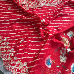 Munga Crepe Silk Saree with Kasab & Gotapatti Detailing