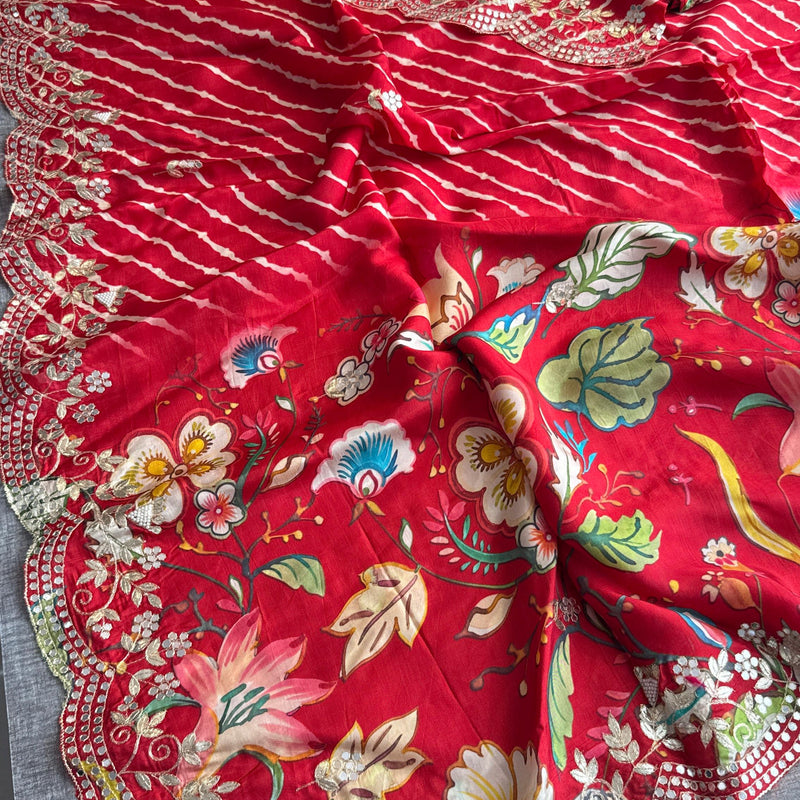 Munga Crepe Silk Saree with Kasab & Gotapatti Detailing