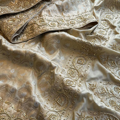 Munga Banarasi Silk Saree with Zardozi, Pearl & Sequins