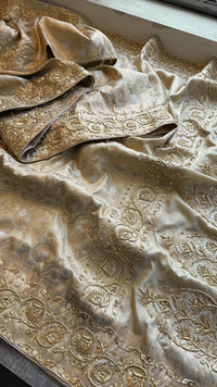 Munga Banarasi Silk Saree with Zardozi, Pearl & Sequins