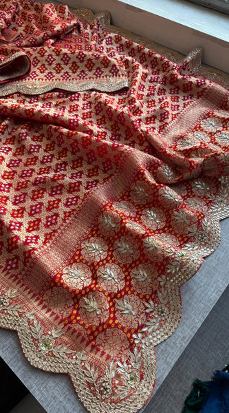 Banarasi Khaddi Georgette Saree with Zardozi & Sequins