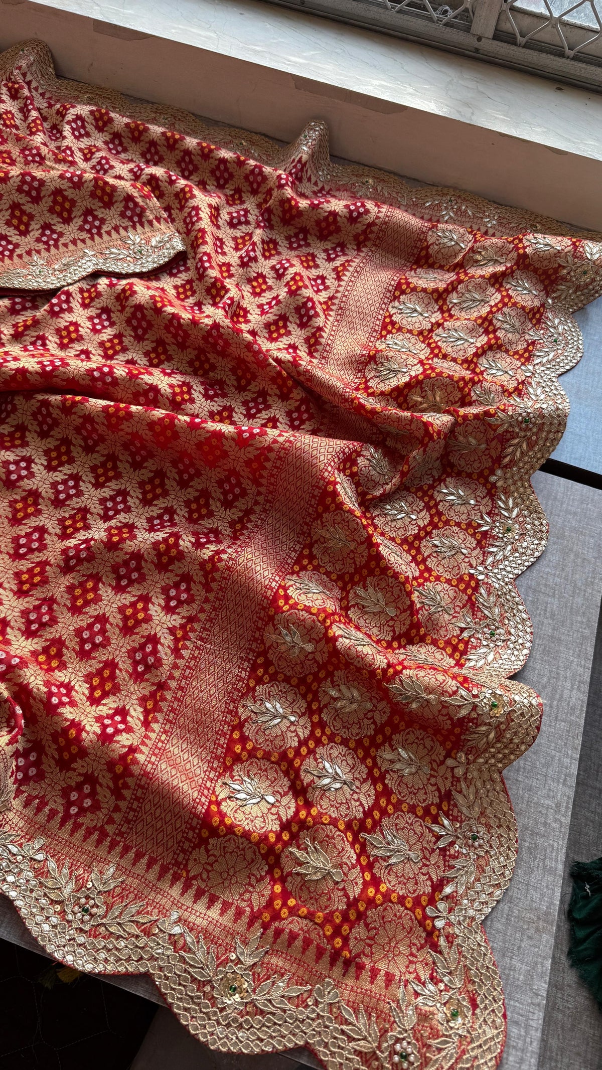 Banarasi Khaddi Georgette Saree with Zardozi & Sequins