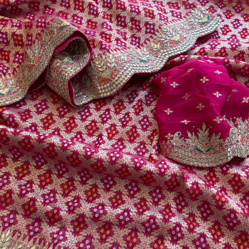 Munga Silk Banarasi Saree with Pearl, Resham & Kutdana