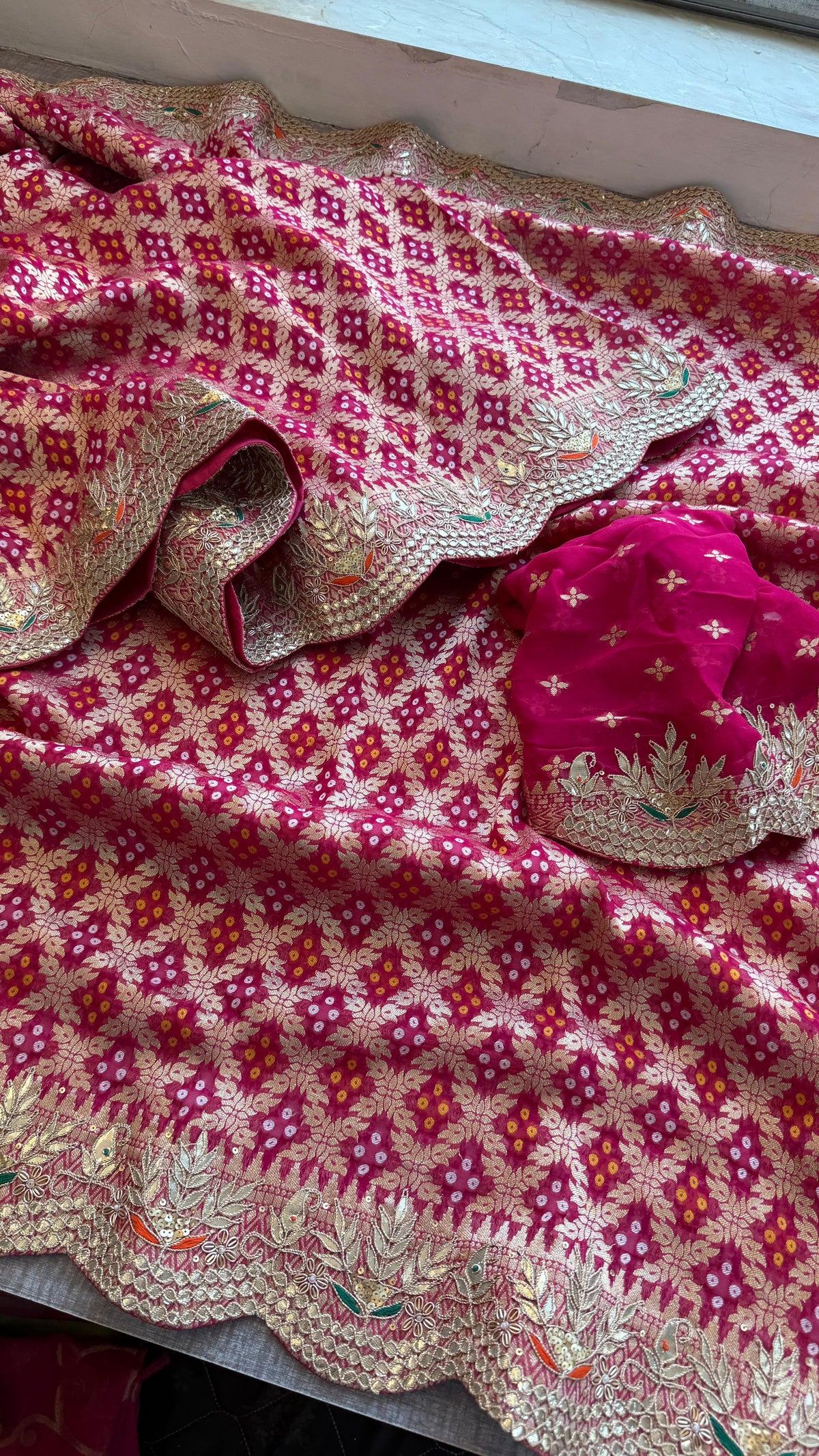 Munga Silk Banarasi Saree with Pearl, Resham & Kutdana